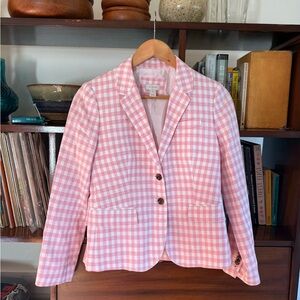 J. Crew Pink Gingham Blazer